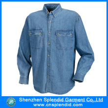 Design Personality Fashion Long Sleeve Denim Shirt for Men